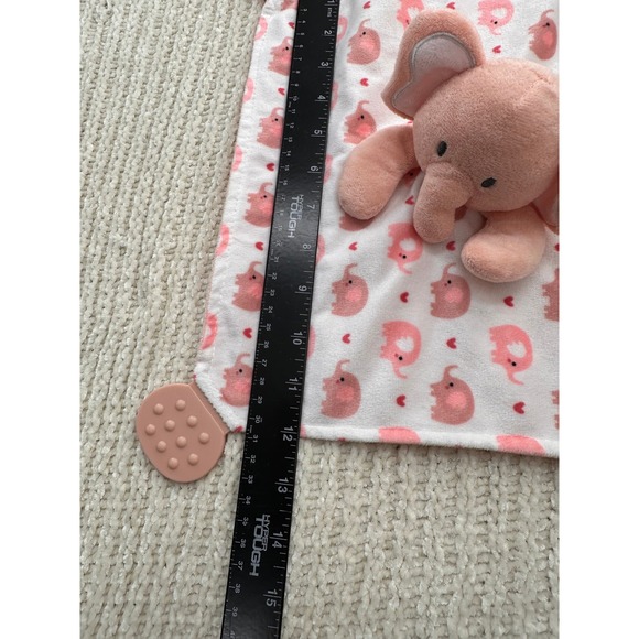 Modern Baby Pink Elephant Lovey Security Blanket Teether Rattle Plush Toy - Picture 6 of 12